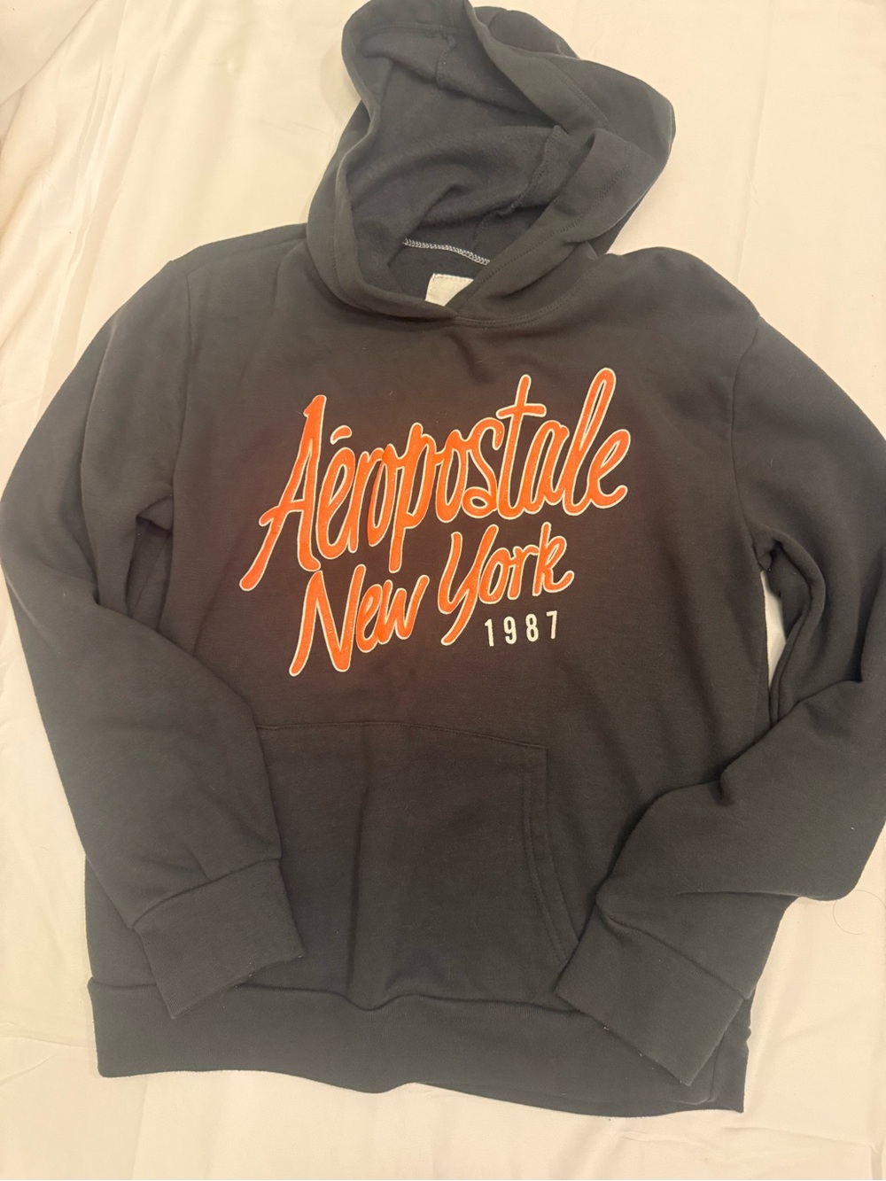 Aeropostale Black Hoodie with Orange Script Logo